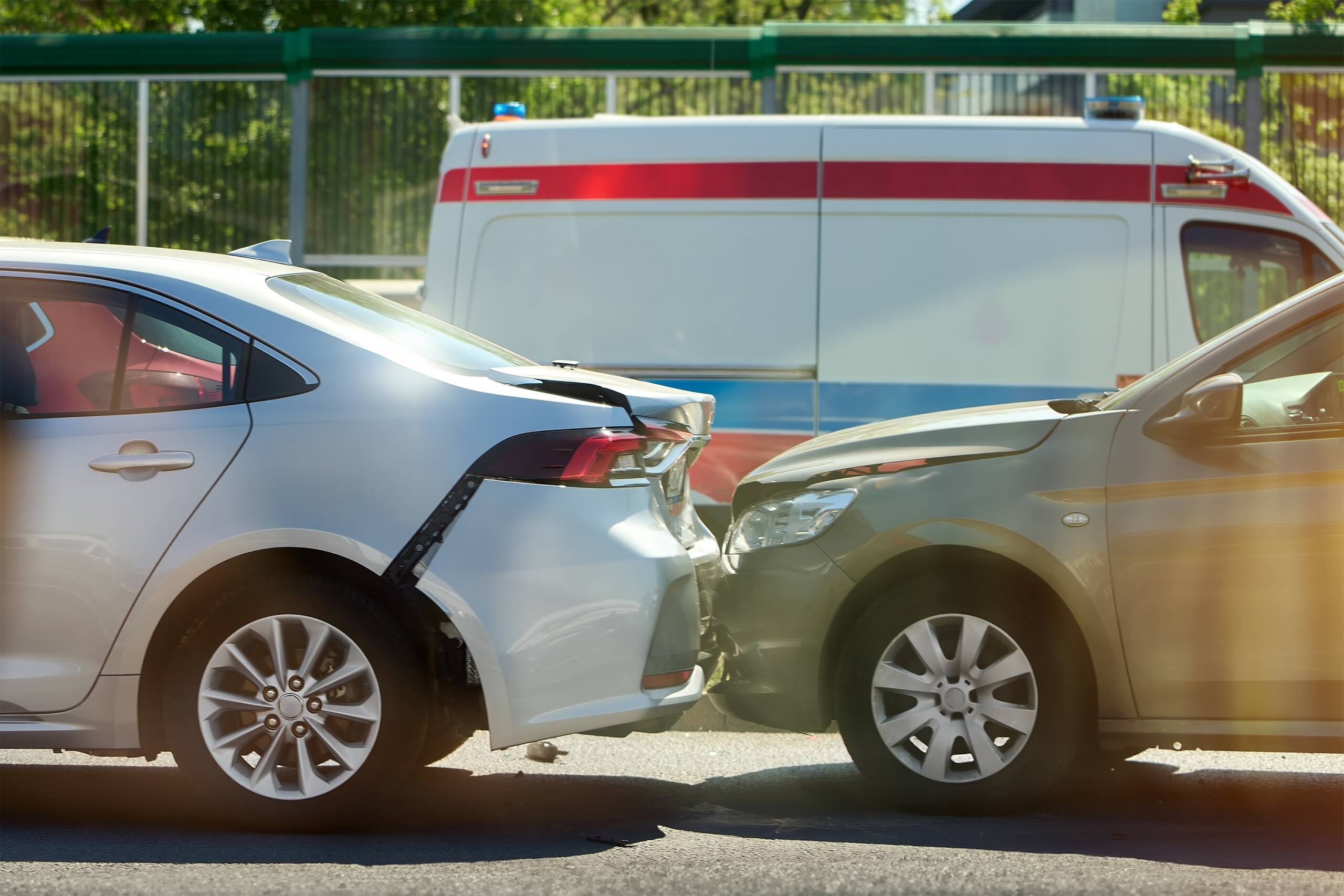 Rear-end collision involving two vehicles in Florida illustrating how courts determine fault and liability after car accidents