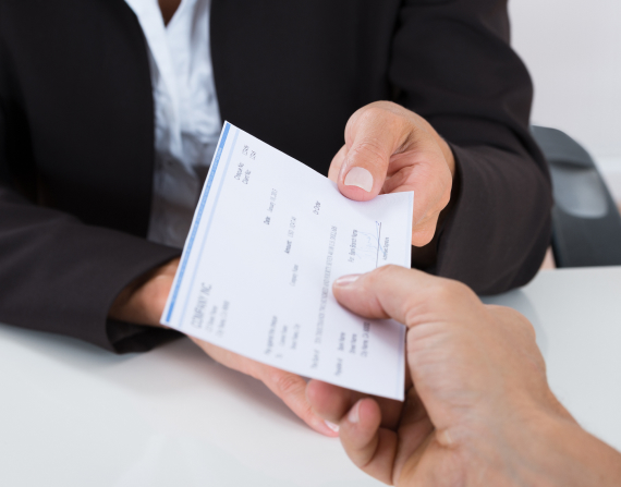 handing over check