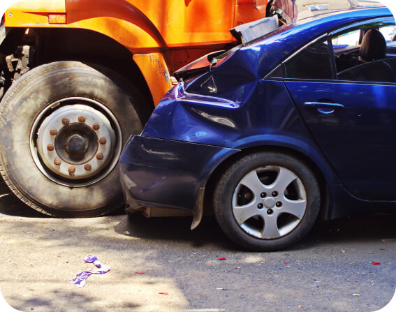 Collision between a truck and a car