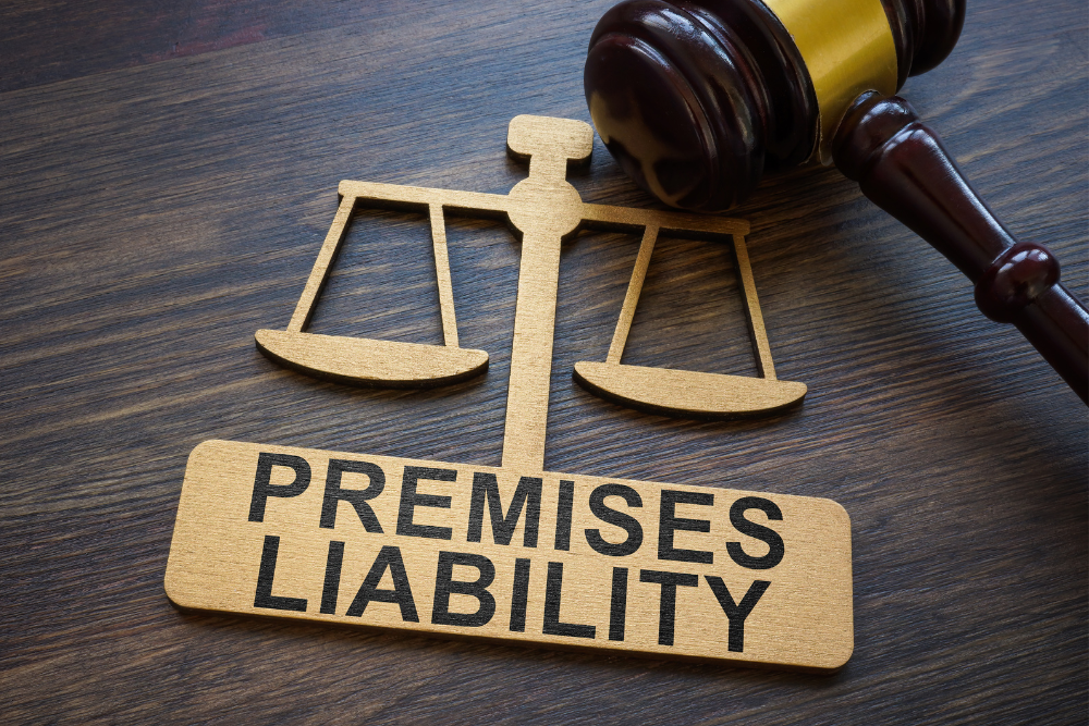 inscription of "premises liability" and gavel