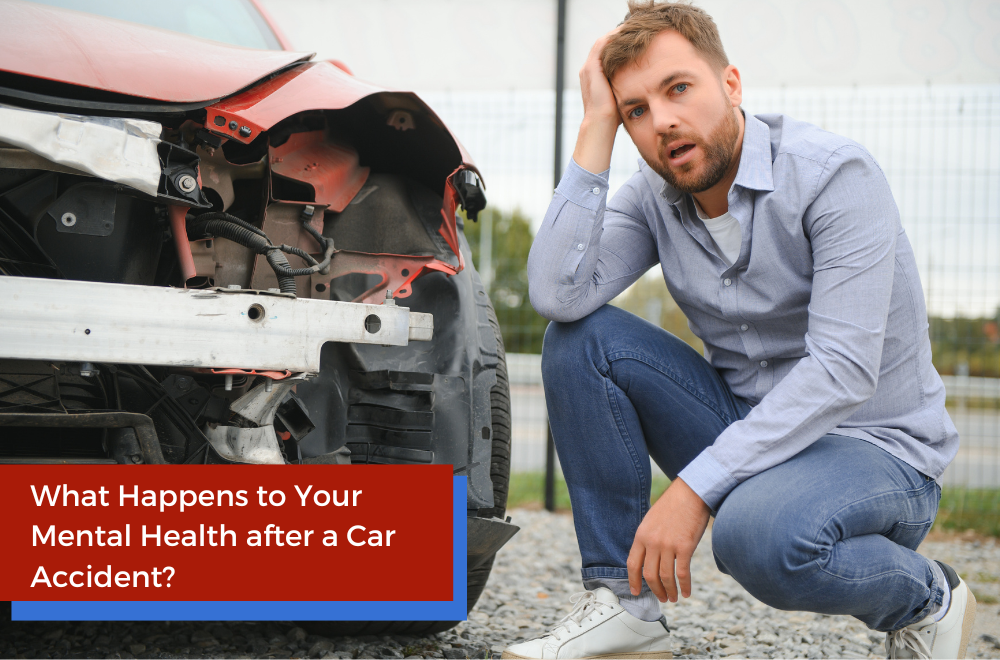 a man on the sidewalk after being in a car accident