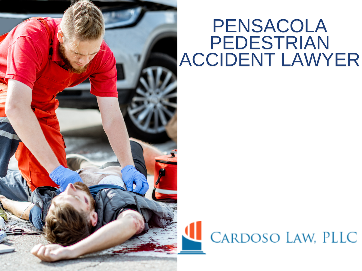 a first responder rescuing an injured pedestrian in Pensacola, FL